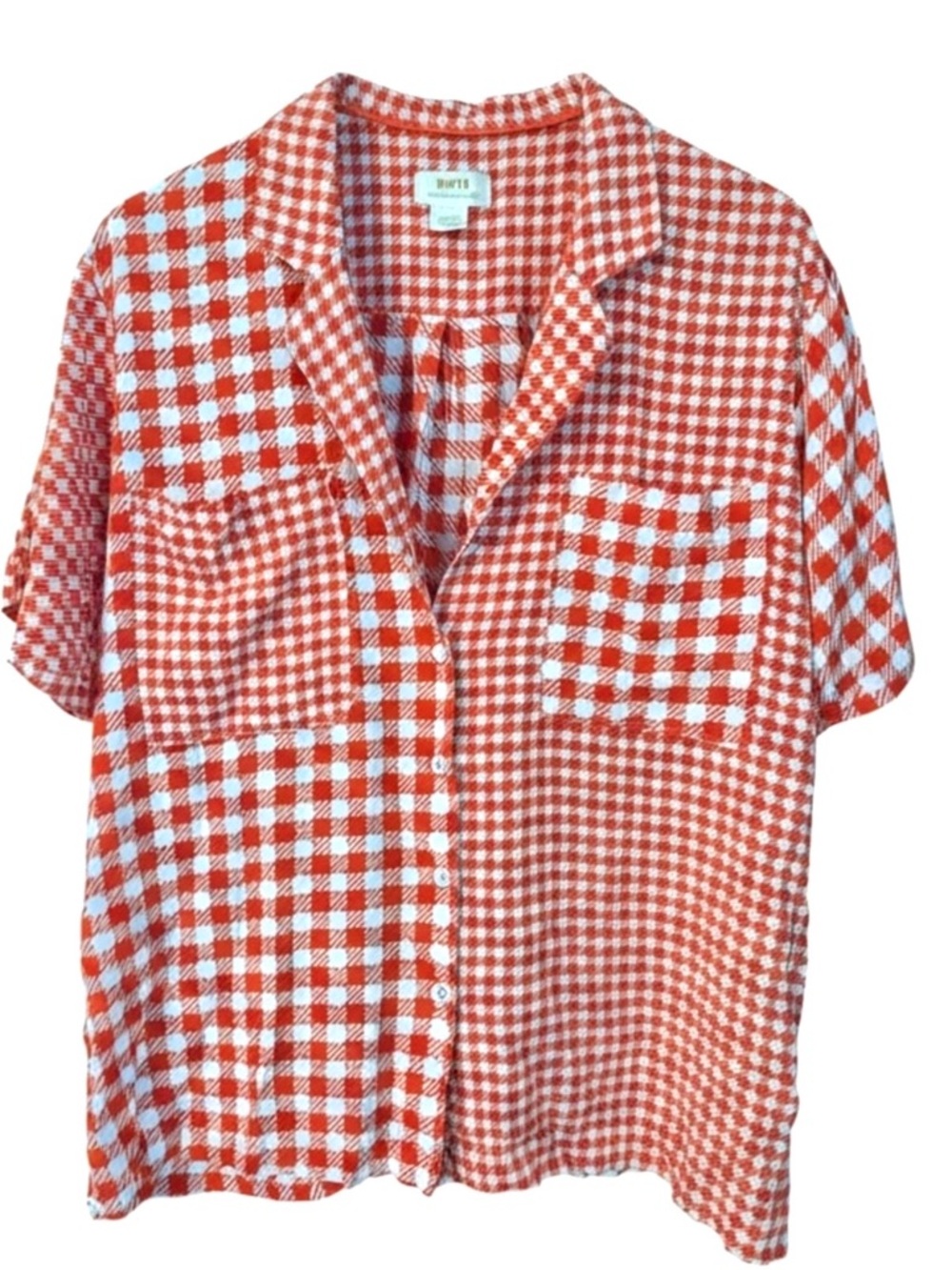 Maeve by Anthropologie Bon Voyage Red & White Houndstooth Button-Down Shirt